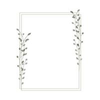 Rectangular frame in rustic, minimalistic and watercolor style. Geometric border with watercolor branches and leaves. Modern frame for design wedding invitation and greeting card. Vector