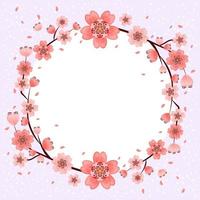 Beautiful Cherry Blossom Flowers Frame Background vector