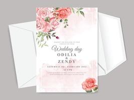 beautiful floral wedding invitation card template vector