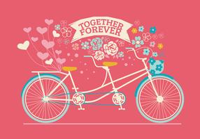 Cute Drawn Tandem Bicycle for Wedding Invitation vector