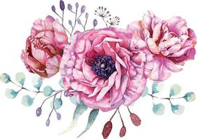 Elegant watercolor flower composition vector