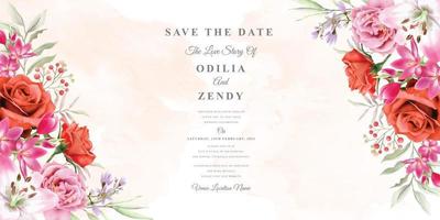 elegant wedding invitation template with beautiful floral design vector