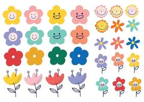 handraw flower colorful flower set vector