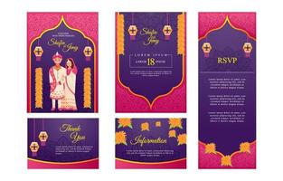 Indian Wedding Invitation Set vector