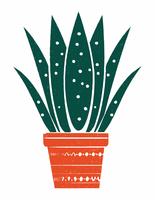 Linocut Style Potted Plant Illustration vector