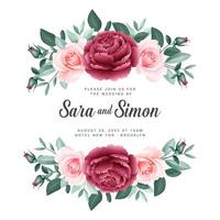 Roses Floral Banner Wedding Card Template vector