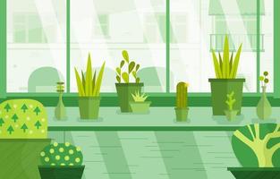 Succulent Plants On House Terrace Concept vector