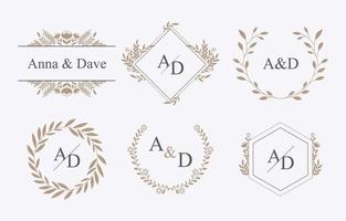 Wedding Foliages Monogram Initial Template vector