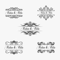 Wedding invitation name border set vector