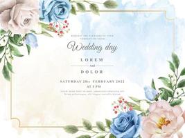 Wedding invitation with beautiful floral watercolor vector